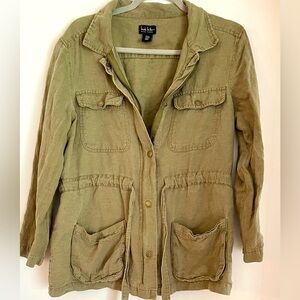 Nicole Miller Military Green Utility Zip Up and Snap Jacket.